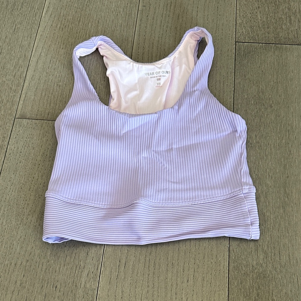Year of Ours Lavender Ribbed Sports Bra